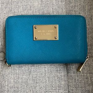 Michael Kors Blue Leather Zip Wallet